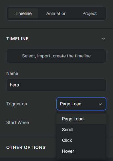 litemove timeline control tab 2