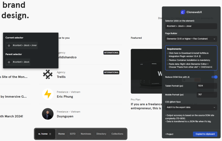 Clone a Website to Elementor Wordpress - Softlite.io